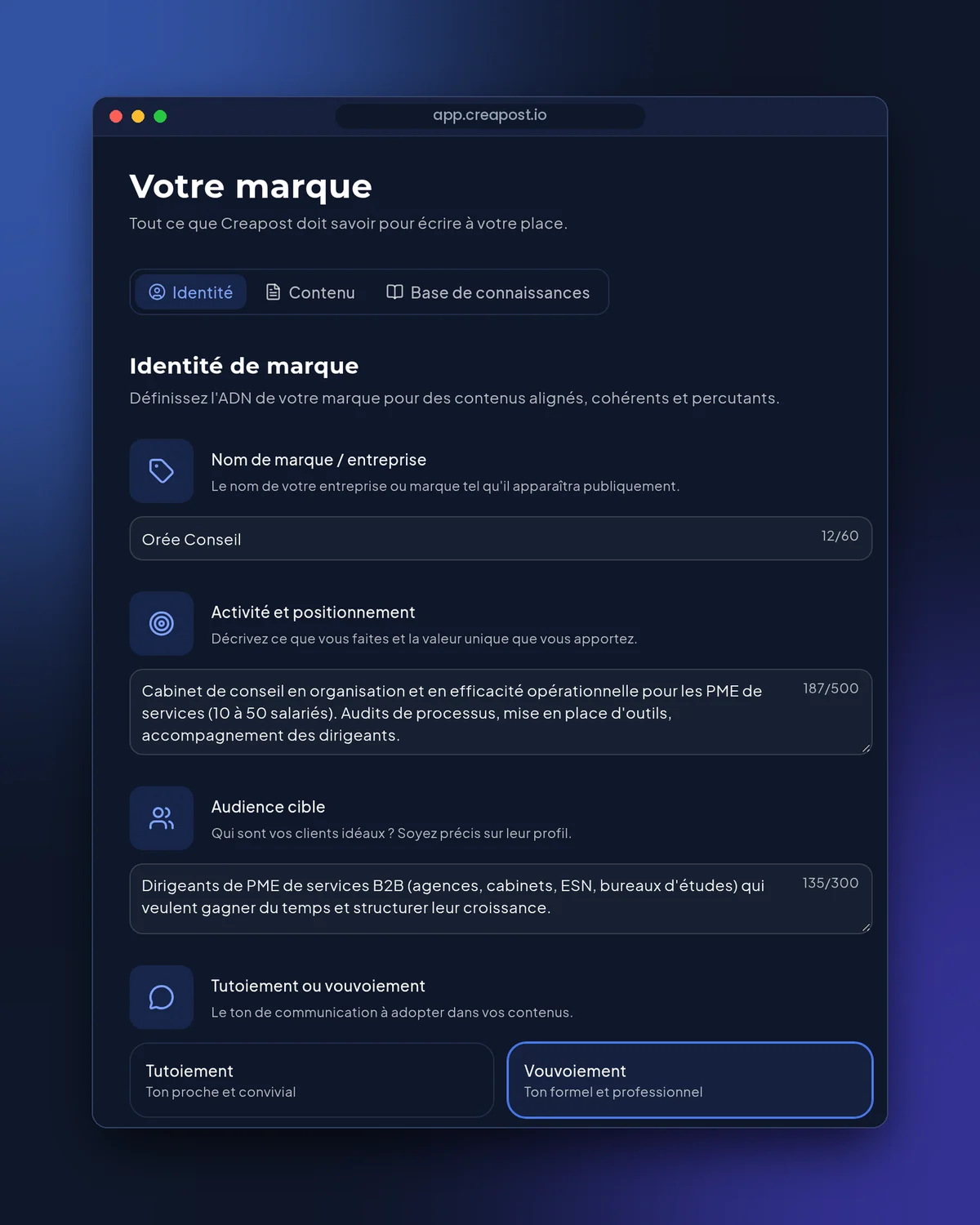 Votre marque, décrite une fois