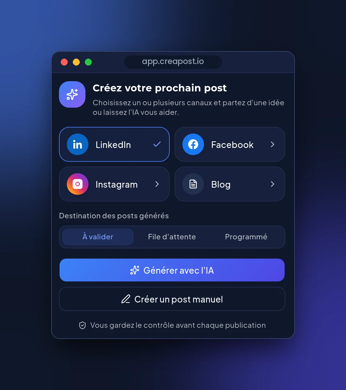 Vos posts en un clic